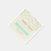 トゥインクルリトルスターベビーシャワーミントグリーン金ゴールド スタンダードカクテルナプキン (角)