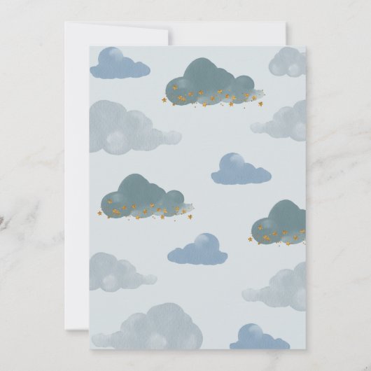 トゥインクルリトルスターベビーシャワー招待状ボーイ 招待状 (裏面)