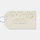 トゥインクルリトルスターベビーシャワー金ゴールドアクアピンク ギフトタグ (裏面横)