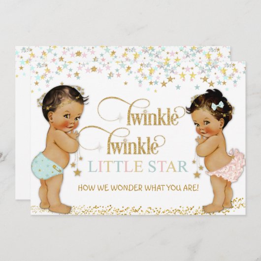 トゥインクルリトルスターベビージェンダーが民族を明らかにする 招待状 (正面/裏面)