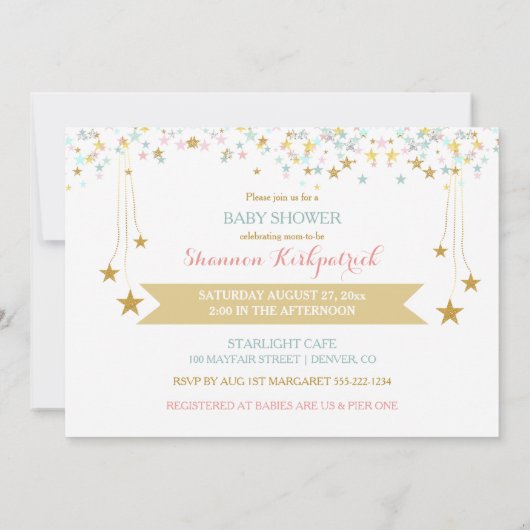 トゥインクルリトルスターベビージェンダーが民族を明らかにする 招待状 (裏面)