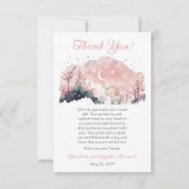 トゥインクルリトルスターユニコーンピンクガールベビーシャワー サンキューカード (正面)