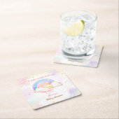 トゥインクルリトルスターレインボーガールベビーシャワー スクエアペーパーコースター (インサイチュ)