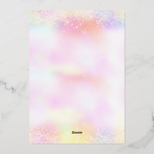 トゥインクルリトルスターレインボーガールベビーシャワー 箔招待状 (裏面)