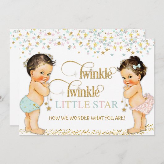 トゥインクルリトルスターヴィンテージ男女兼用ベビー 招待状 (正面/裏面)