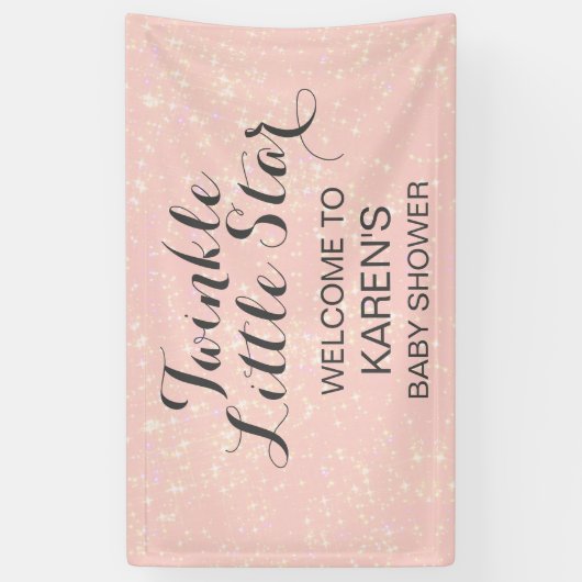 トゥインクルリトルスター赤面ピンクベビーシャワー 横断幕 (縦)