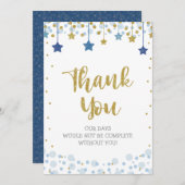 トゥインクルリトルスター金ゴールドブルースパークルベビー サンキューカード (正面/裏面)