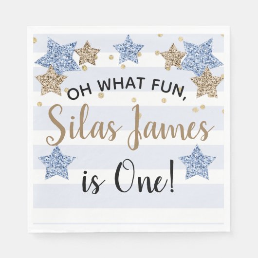 トゥインクルリトルスター1stバースデーブルー金ゴールドナプキンス スタンダードランチョンナプキン (正面)