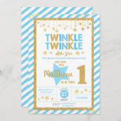 トゥインクルリトルスター1st誕生日招待状ボーイ 招待状 (正面/裏面)