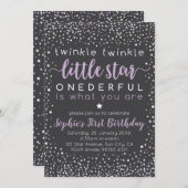 トゥインクルリトルスター|最初の誕生日招待状 招待状 (正面/裏面)