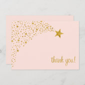トゥインクルリトル射撃、 発砲スターピンク金ゴールドありがとう サンキューカード (正面/裏面)