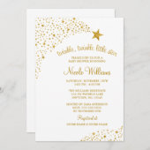 トゥインクルリトル射撃、 発砲スターフェイク金ゴールドベビーシャワー 招待状 (正面/裏面)