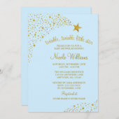 トゥインクルリトル射撃、 発砲スター金ゴールドブルーベビーシャワー 招待状 (正面/裏面)