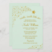 トゥインクルリトル射撃、 発砲スター金ゴールドミントベビーシャワー 招待状 (正面/裏面)