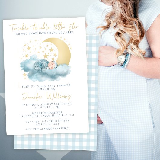 トゥインクルリトル星男の赤ちゃんシャワー招待状 招待状
