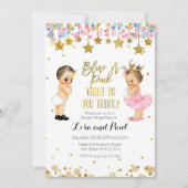 トゥインクル星の青またはピンクのジェンダーリビール 招待状 (正面)