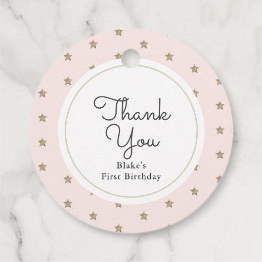 トゥインクル金ゴールドスターズ&ピンククラウド誕生日 フェイバータグ (裏面)