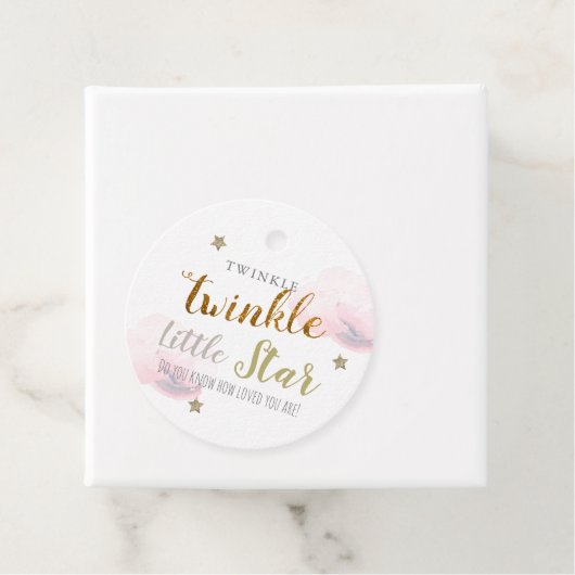 トゥインクル金ゴールドスターズ&ピンククラウド誕生日 フェイバータグ (インサイチュ)