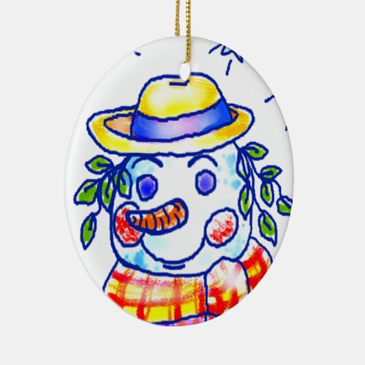 トゥインクル雪だるま名前をカスタムする セラミックオーナメント (右)