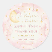 トゥインクル リトルスター 1歳の誕生日 ピンク ラウンドシール (正面)
