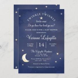 『トゥインクル·リトル·スター·アンド·ムーン·ダーク·ブルー·ベイビー·シャワー』 招待状