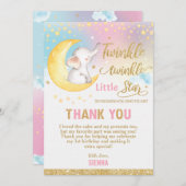トゥインクル·リトル·スター·エレファント·バースデー·パーティー サンキューカード (正面/裏面)