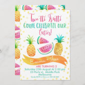 トゥインズ ツーフッチーフルッティ 2歳の誕生日パーティーへのご招待 招待状 (正面/裏面)