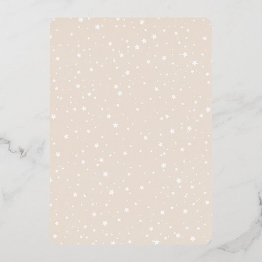 トゥインモダンクルリトルスターベビーシャワーバラ金ゴールド 箔招待状 (裏面)