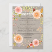 トゥイン素朴クル光結婚のフローラリース 招待状 (正面)