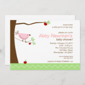 トゥイート·トゥイート·ピンク·バード·ガール·ベビー·シャワー·招待状 招待状 (正面/裏面)