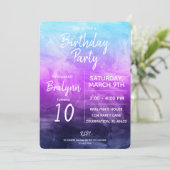 トゥイーンガールバースデーパーティーウォーターカラーデザイン 招待状 (スタンド正面)