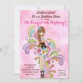 トゥイーンガールファッション誕生日招待状 招待状 (正面)