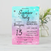 トゥイーンガール誕生日スランバーパーティー水彩 招待状 (スタンド正面)