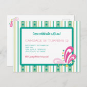 トゥイーンガール誕生日招待状 インビテーションポストカード (正面/裏面)