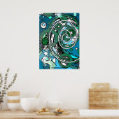 トゥイーンサークル – 青/緑の抽象芸術ポスター ポスター (キッチン)