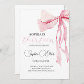 トゥイーンピンクボウ13誕生日 | コケット13誕生 招待状 (正面/裏面)