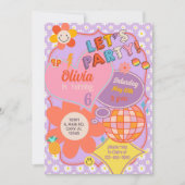 トゥイーン名門私立校風の10代のグルービー誕生日招待状。 招待状 (正面)