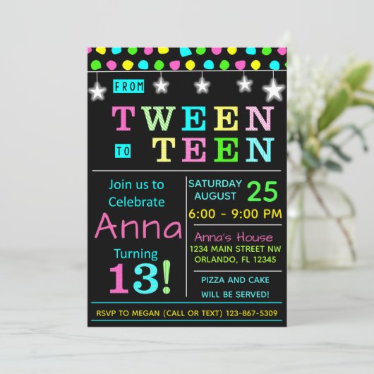 トゥイーン10代のから13番目の誕生日招待状I10代の若者 招待状 (スタンド正面)