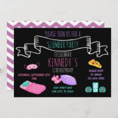 トゥイーン10代のガールズランバーパーティースリープバー誕生日 招待状 (正面/裏面)