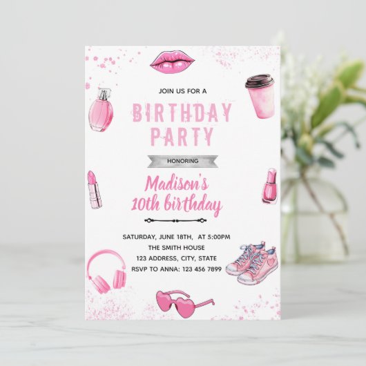 トゥイーン10代のガール誕生日招待状 招待状 (スタンド正面)
