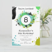 トゥイーン10代の少年カスタム年齢バースデーパーティー 招待状 (スタンド正面)