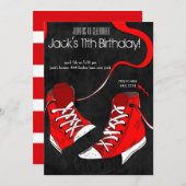 トゥイーン10代の若者クールスニーカー誕生日招待状 招待状 (正面/裏面)