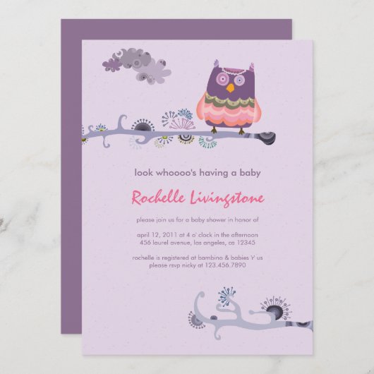 トゥウィットゥwhoooベビーシャワー招待状 招待状 (正面/裏面)