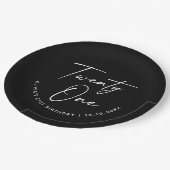 トゥエンティ・ワン・バースデー | ブラック・ミニマリスト 21歳のパーティー ペーパープレート (アングル)