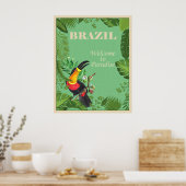 トゥカンのジャングル壁画、ブラジルの旅行ポスター ポスター (キッチン)