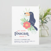 トゥカンのトロピカルパームリーフ 誕生日招待状 招待状 (スタンド正面)