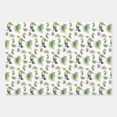 トゥカンエキゾチックMonsteraウォーターイラストレーション ラッピングペーパーシート (正面)