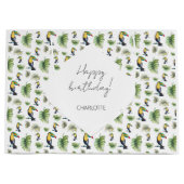 トゥカンエキゾチックMonsteraウォーターイラストレーション ラージペーパーバッグ (正面)