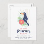 トゥカントロピカルパーム葉誕生日招待状 ポストカード (正面/裏面)