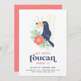 トゥカントロピカルパーム葉誕生日招待状 招待状